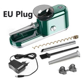 Electric Rolling Machine con enchufe EU y accesorios, ideal para preparar cigarrillos de manera rápida y eficiente.